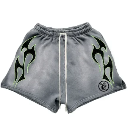 Genuine Hellstar Flame Shorts Grey